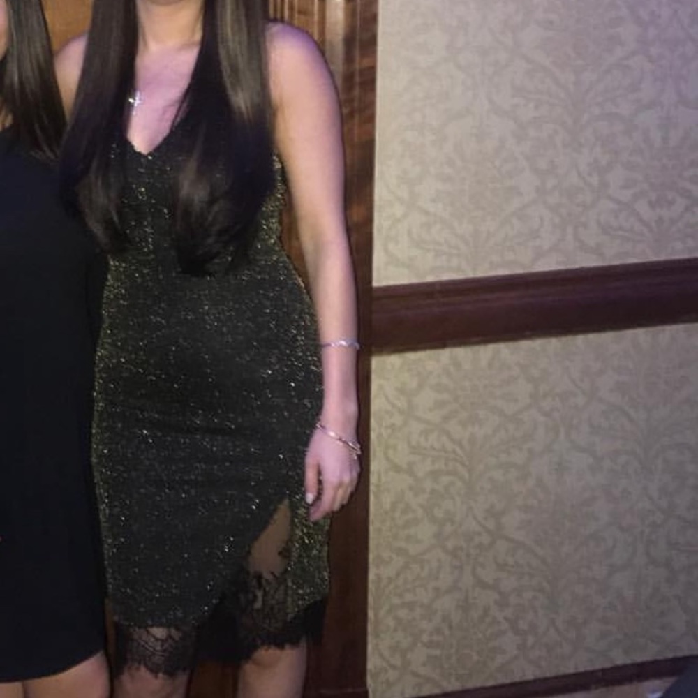 Black and gold sparkle with lace holiday dress! Worn 1x